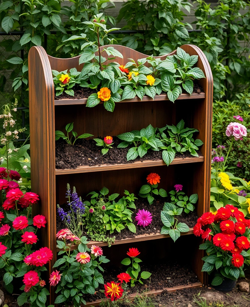 20 Inexpensive Raised Garden Bed Ideas You’ll Wish You Knew Sooner! - 19. Repurposed Bookshelves