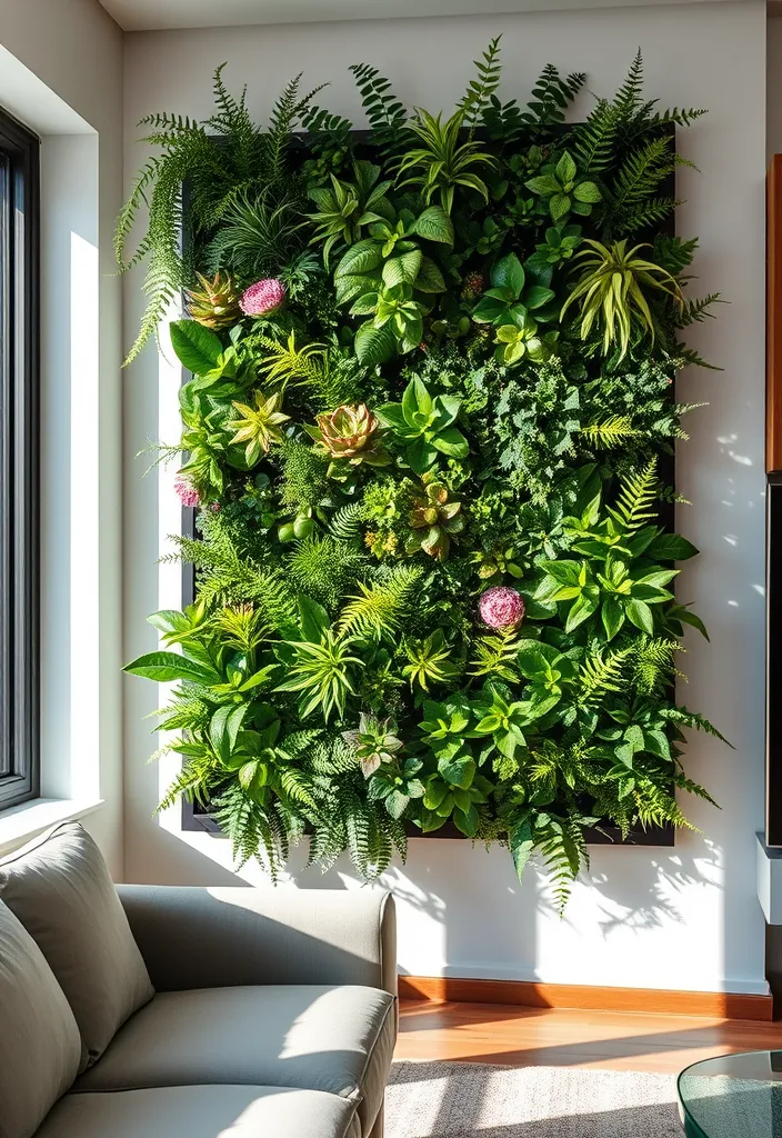 10 Unique Green Wall Decor Ideas for a Trendy Living Room! - 1. Vertical Garden Panels