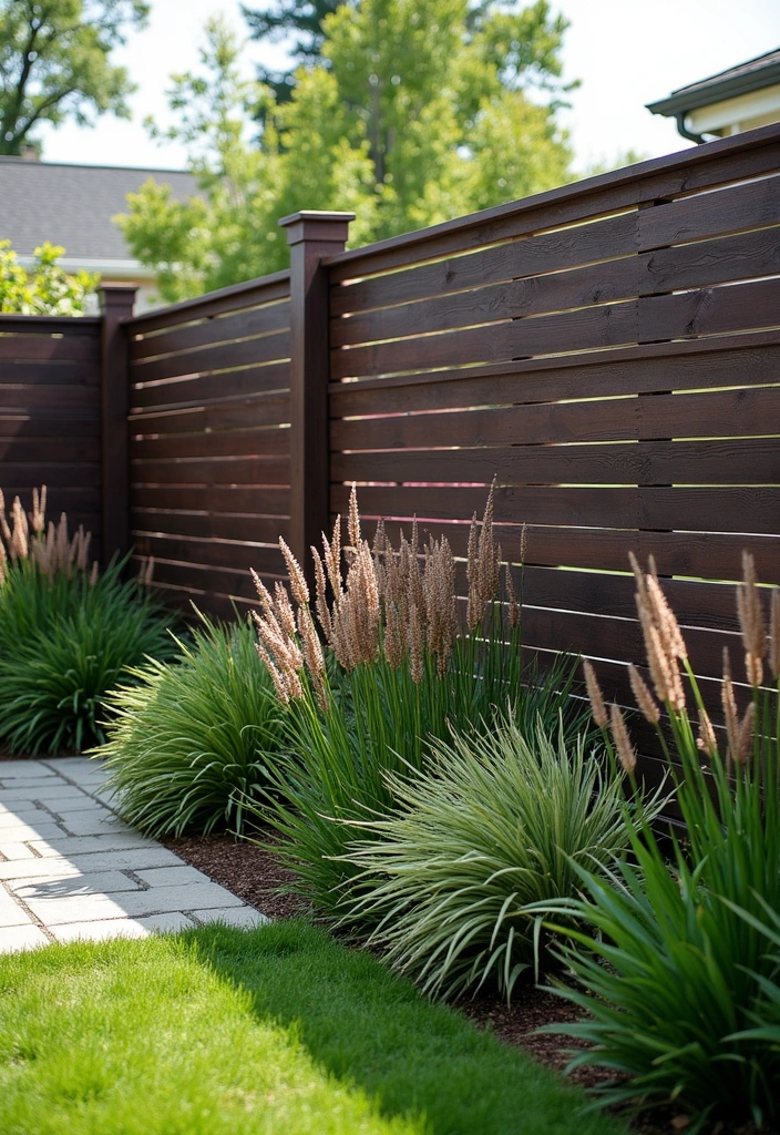 20 Wood and Wire Fence Design Ideas for Your Garden - 2. Modern Horizontal Slat Fence