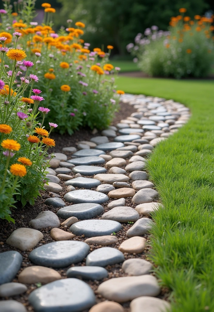 20 Garden Border Ideas for Curb Appeal - 3. Whimsical Stone Edging