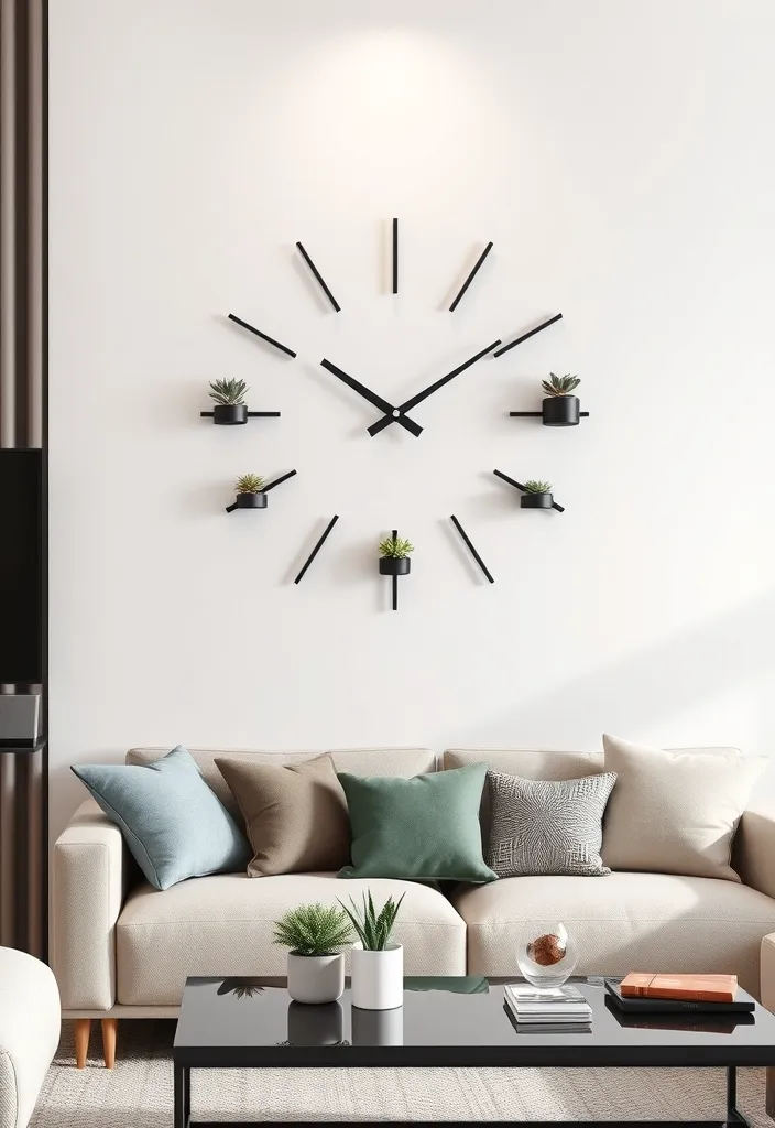 10 Unique Green Wall Decor Ideas for a Trendy Living Room! - 7. Indoor Plant Wall Clock