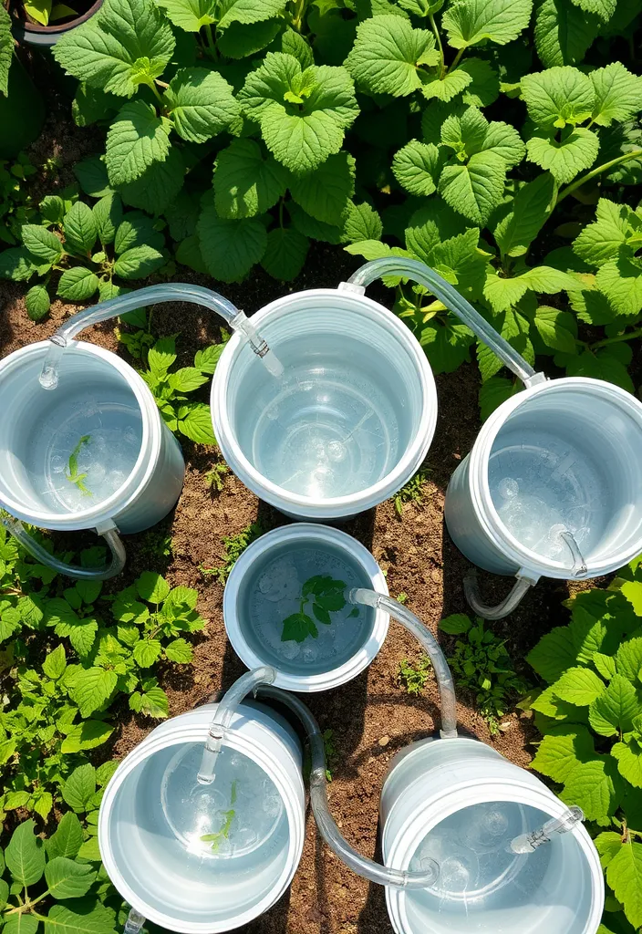 12 Genius DIY Self-Watering Systems for Your Vegetable Garden  - 4. The Bucket Brigade