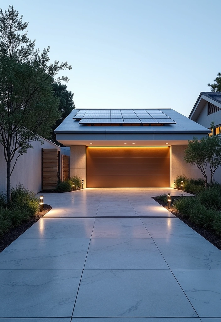 17 Modern Driveway Design Ideas - 15. Futuristic Driveway with Smart Technology