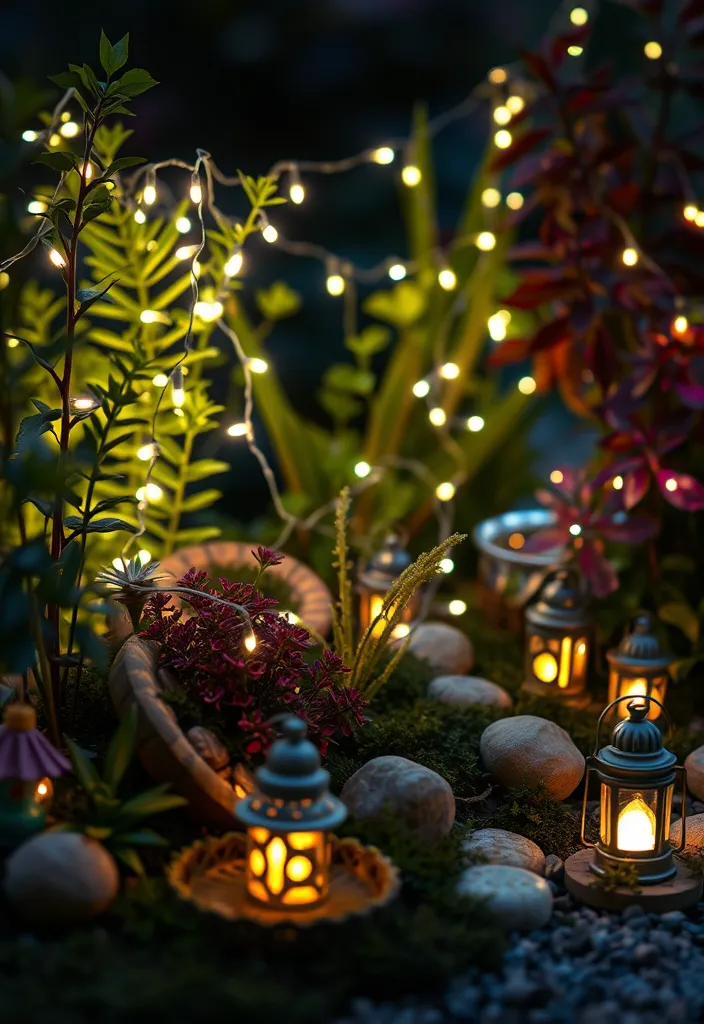 How to Create a Fairy Mini Garden? Your Complete Guide to Enchantment Awaits! - Incorporate Lighting for Magic