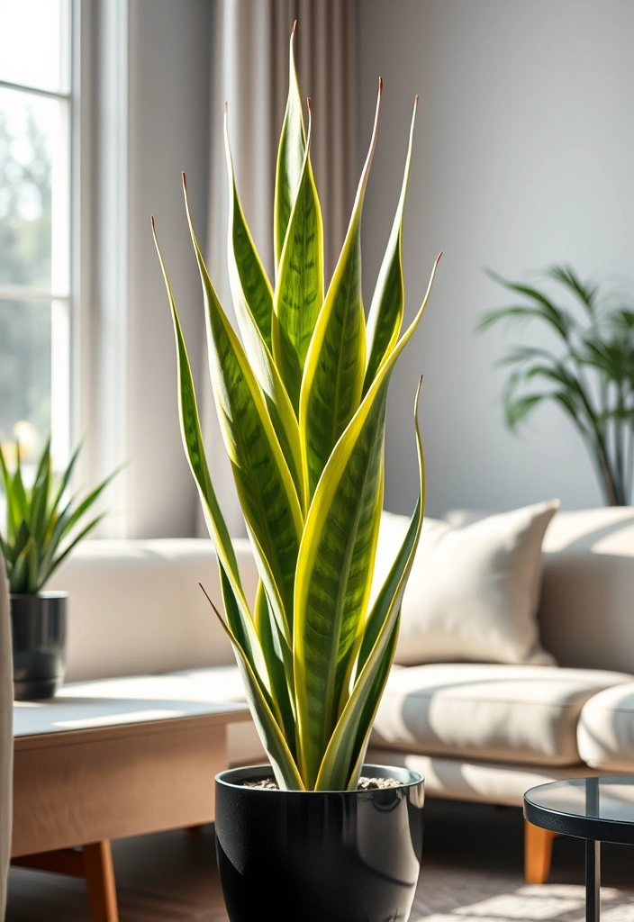 15 Fast Growing Houseplants for Quick Greenery - 4. Snake Plant (Sansevieria trifasciata)