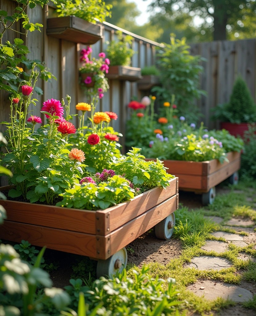 10 Fun and Inexpensive Raised Garden Bed Ideas Your Family Will Love! - 8. Raised Beds on Wheels