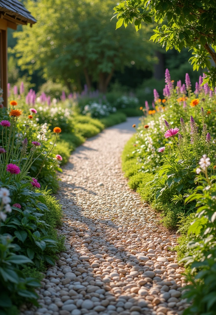 15 Backyard Walkway Ideas to Transform Your Garden - 8. Pebble Paths for Texture