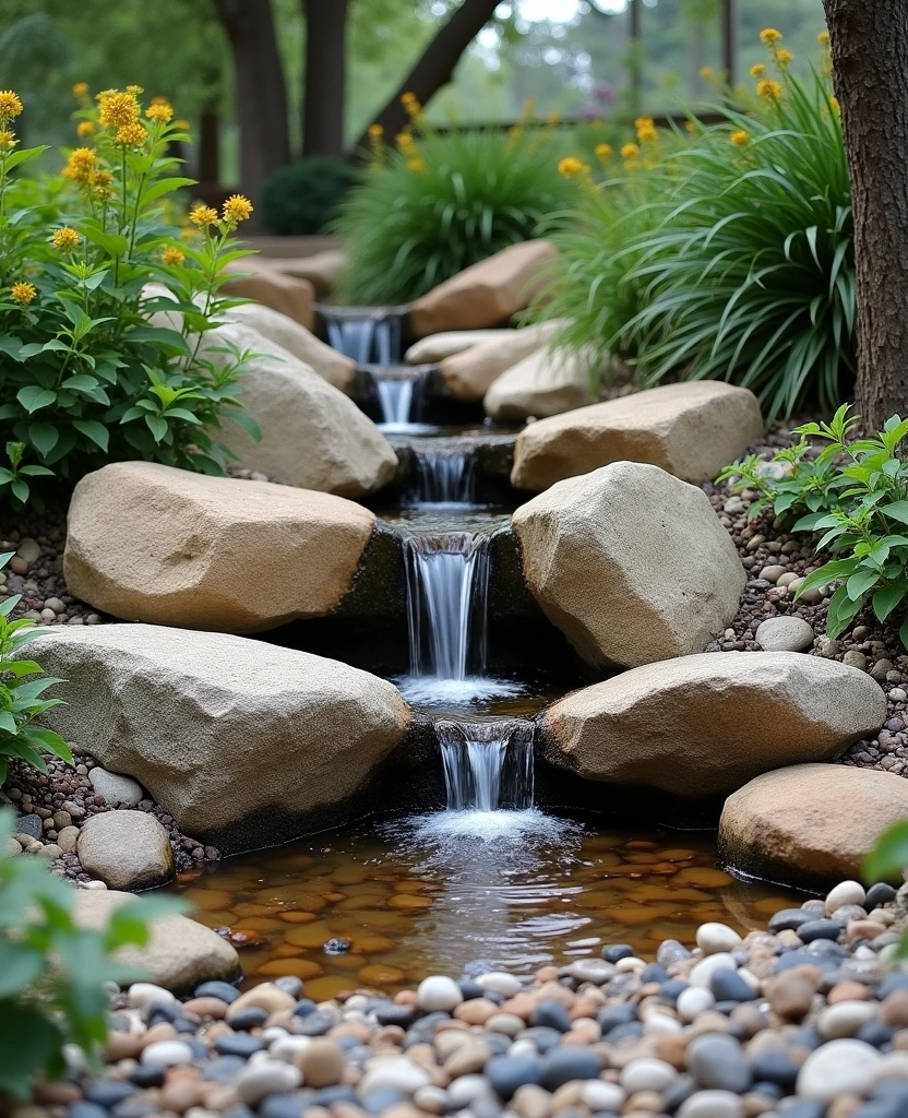 14 Small Garden Waterfalls Ideas That Will Revamp Your Outdoor Space! - 8. Rock and Water Combination