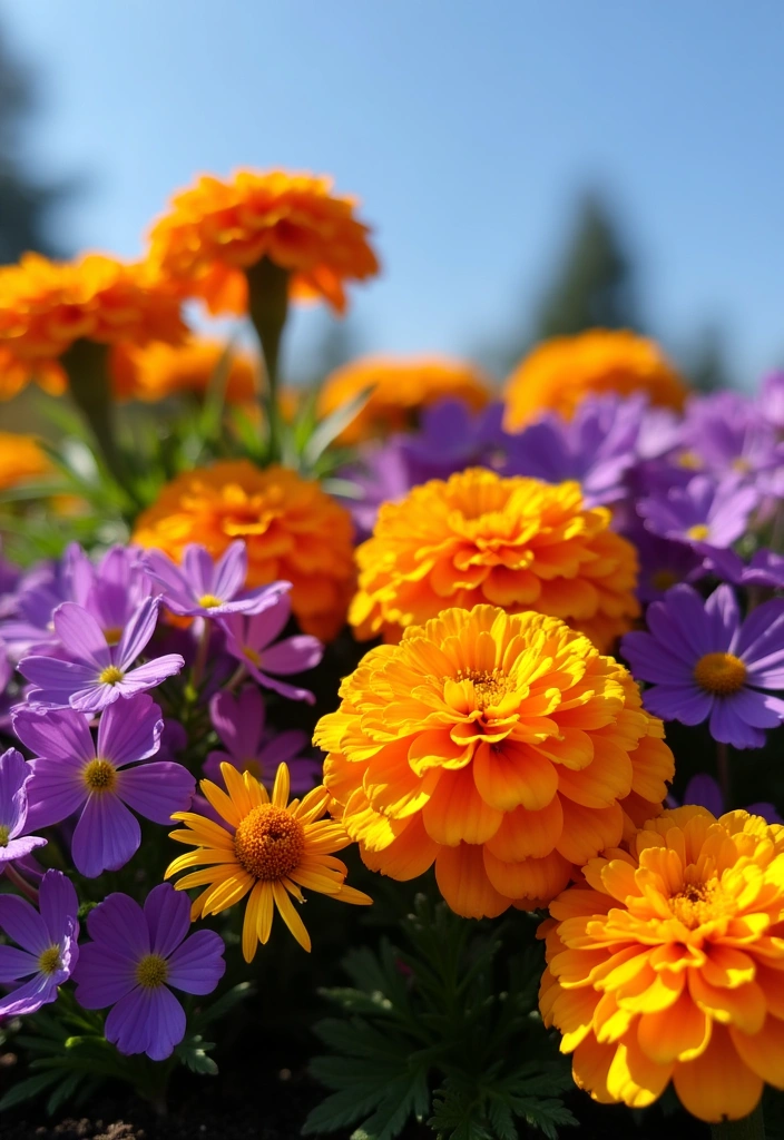 10 Creative Flower Combination Ideas for Your Garden - 2. Bold Orange and Purple Contrast