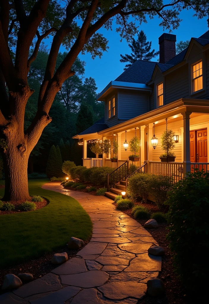 16 Front Yard Landscape Ideas to Inspire - 10. Garden Lighting