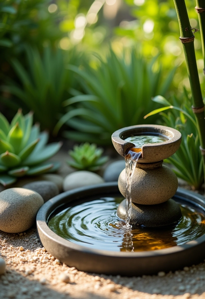 20 DIY Solar Fountain Ideas to Transform Your Garden - 12. Mini Zen Garden Fountain