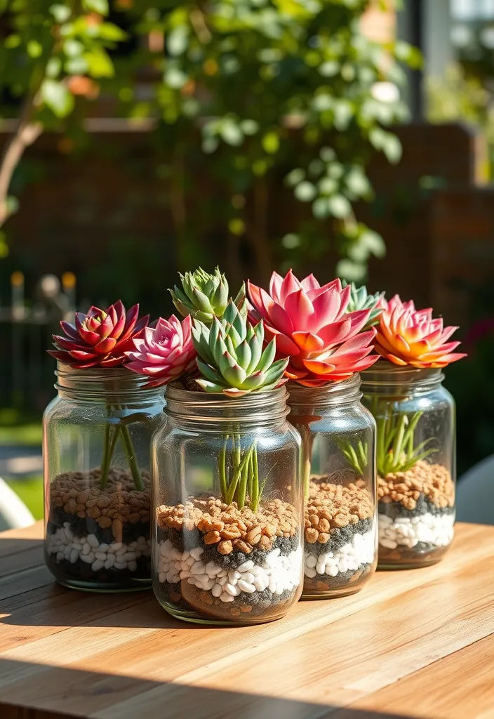 14 DIY Self-Watering Planters That Will Make Your Outdoor Space Thrive! - 14. Glass Jar Planters