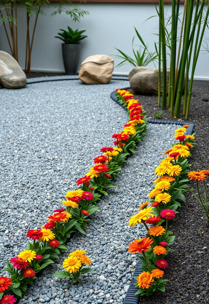 15 Stunning Zinnia and Marigold Garden Combos - 6. Zen Garden Edge