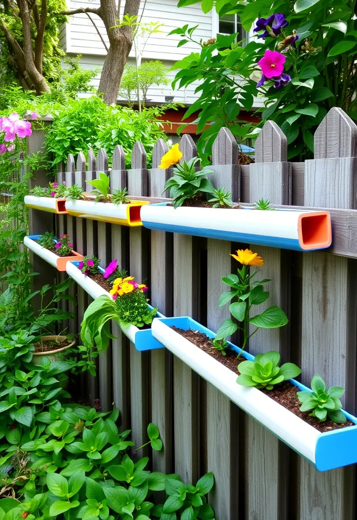 20+ Vertical Flower Gardening Ideas That Maximize Space and Beauty! - 7. Gutter Gardens