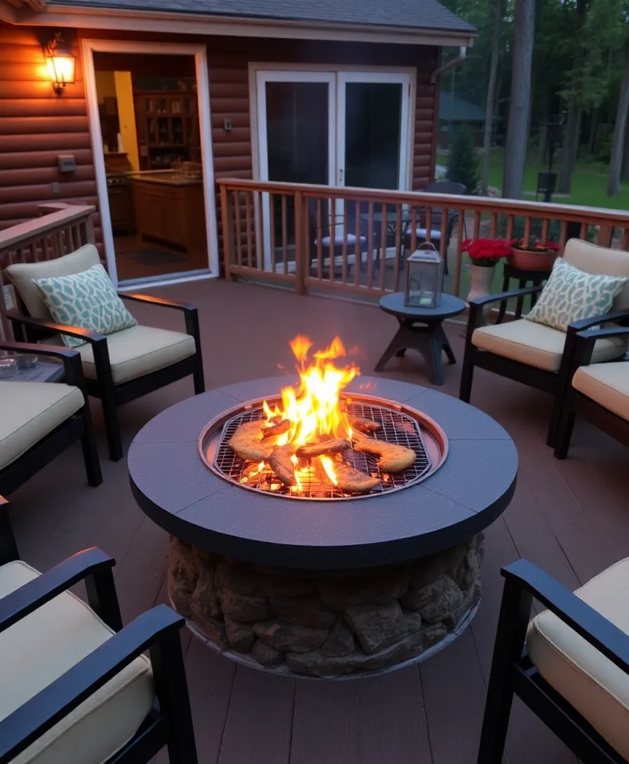 18 Deck Fire Pit Ideas for Cozy Nights - 13. Fire Pit with a Grill Feature