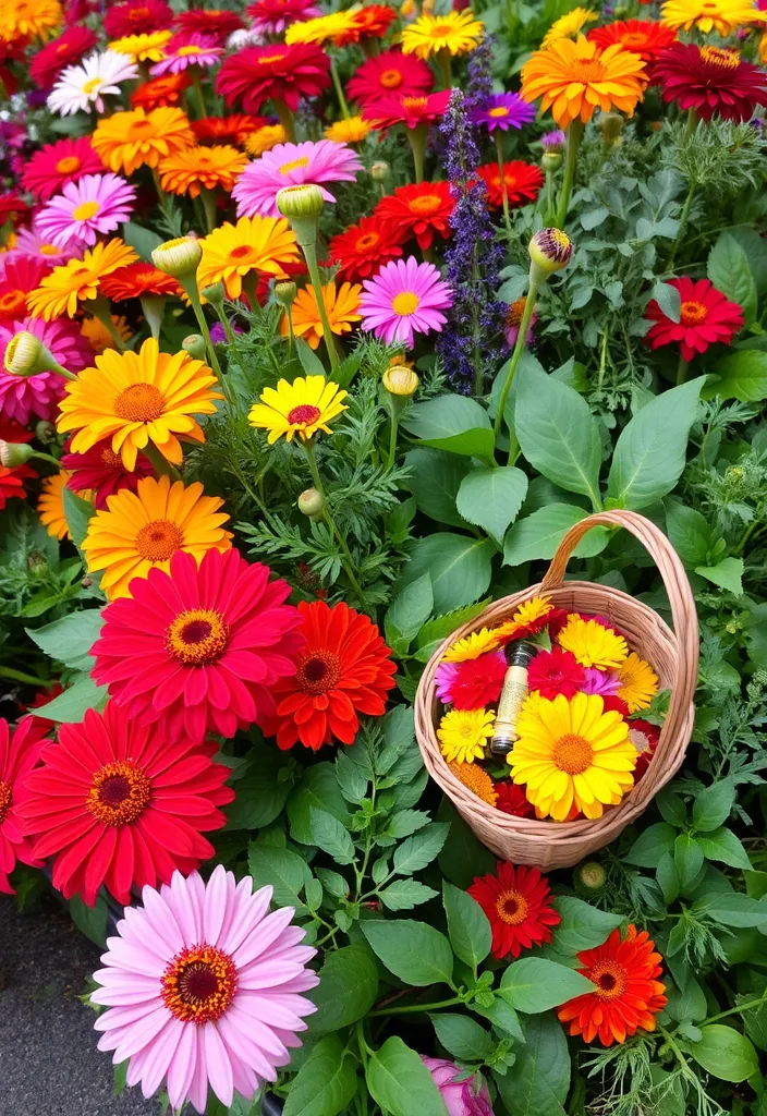 15 Stunning Zinnia and Marigold Garden Combos - 7. Edible Flower Garden