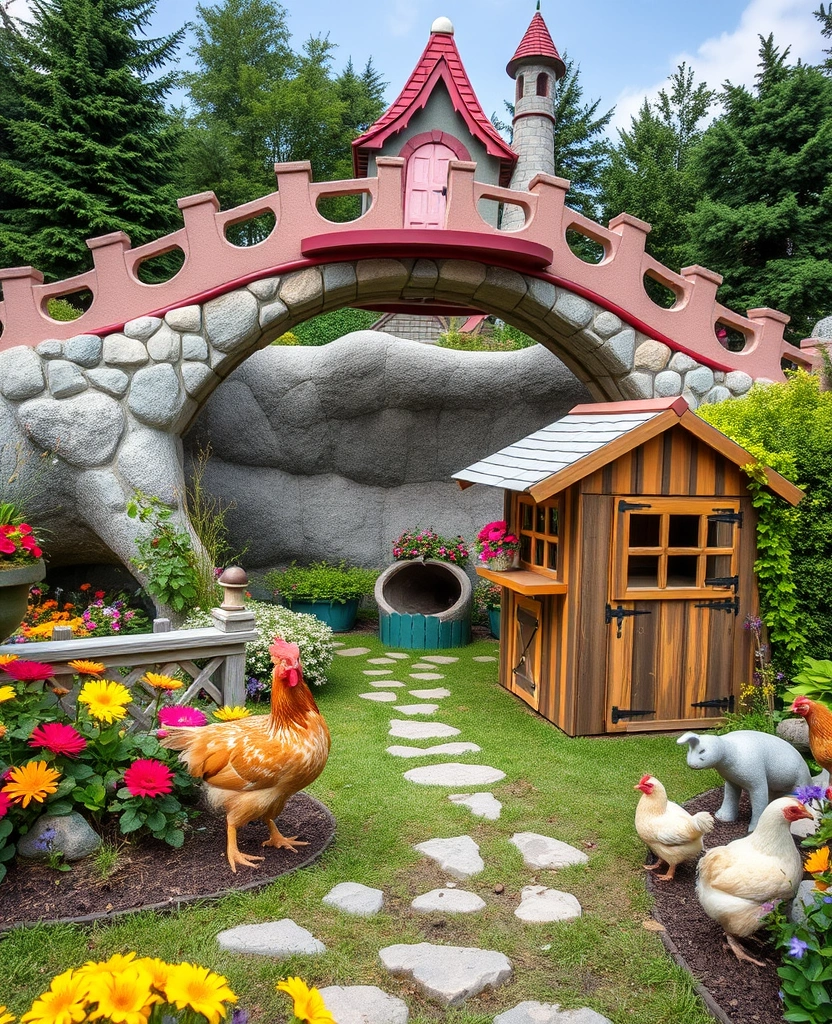 21 Charming Chicken Coop Ideas That'll Beautify Your Garden! - 20. Fairy Tale Bridge Coop