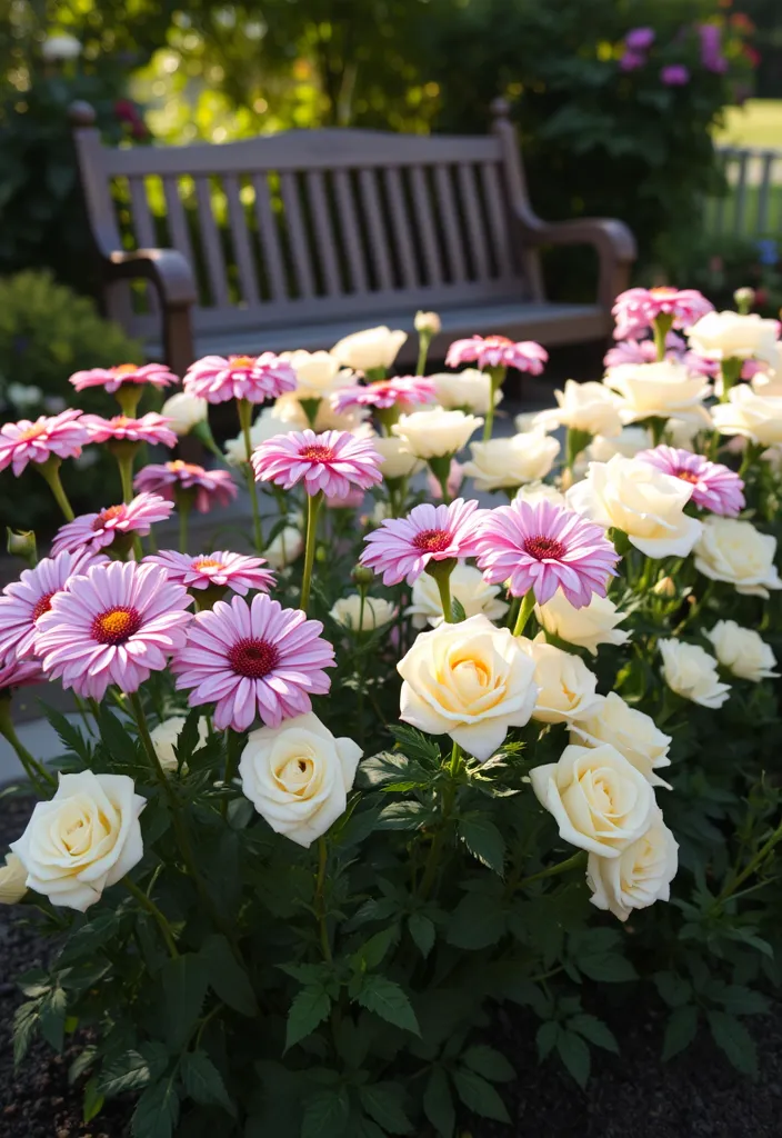 12 Easy Zinnia and Rose Garden Combinations - 2. Soft Pastels