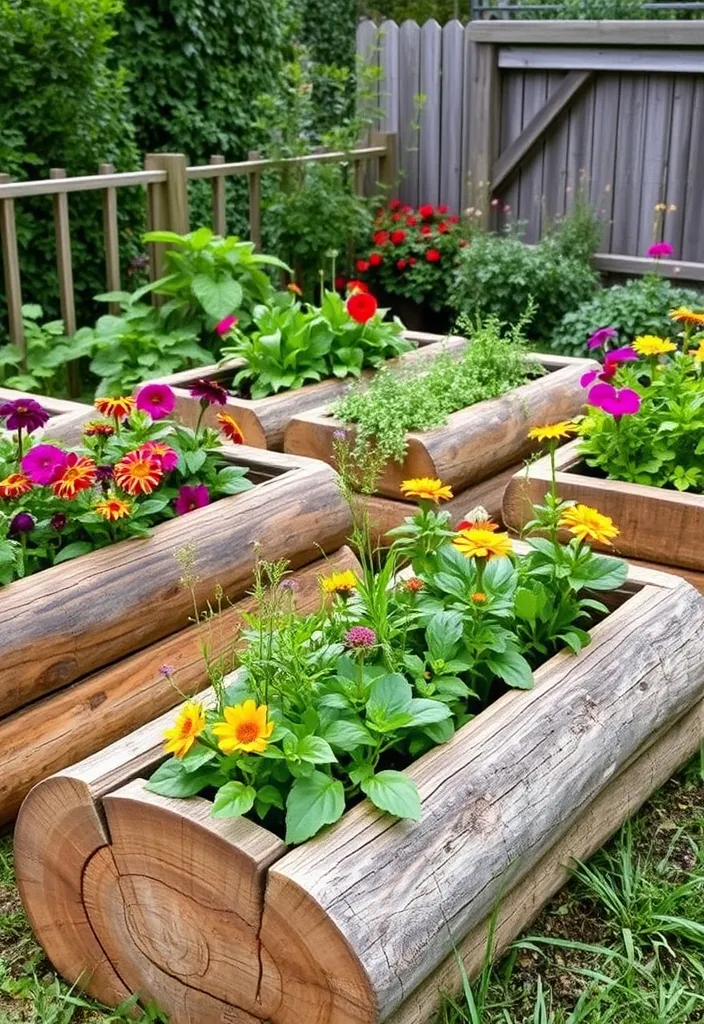 20 Inexpensive Raised Garden Bed Ideas You’ll Wish You Knew Sooner! - 17. Wooden Log Planters