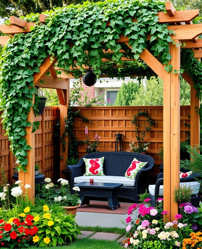 20 Wood and Wire Fence Design Ideas for Your Garden - 8. Pergola-Style Fence