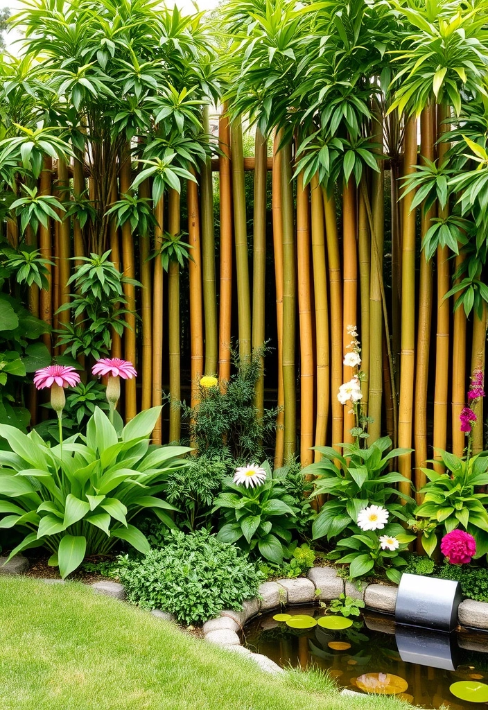 21 DIY Garden Edging Ideas on a Budget - 5. Bamboo Fencing Edging