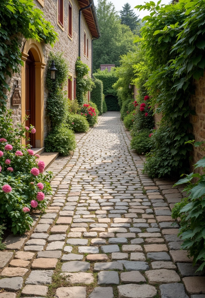 17 Modern Driveway Design Ideas - 5. Rustic Cobblestone