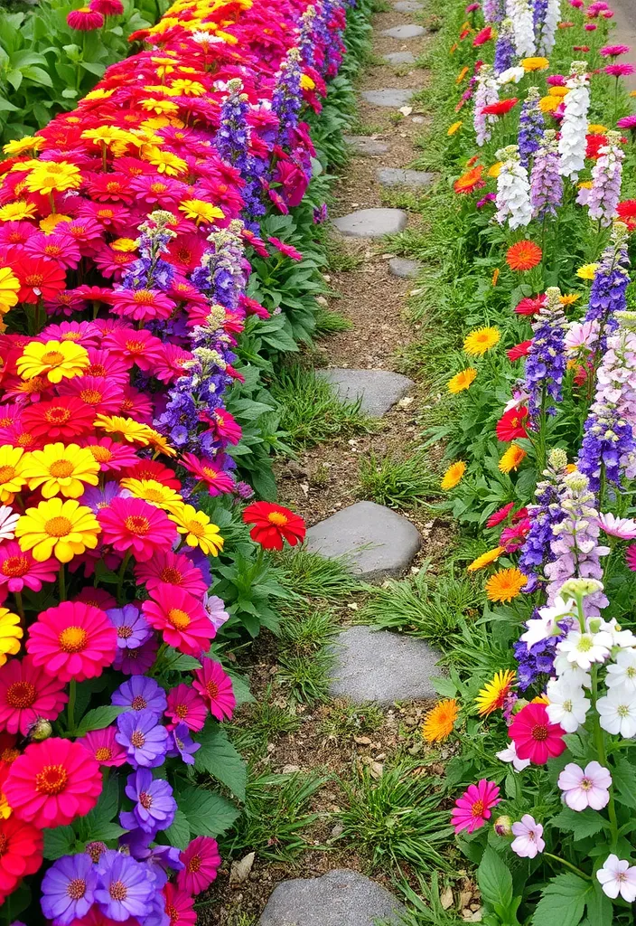 12 Easy Zinnia and Snapdragon Garden Ideas - 1. Colorful Borders