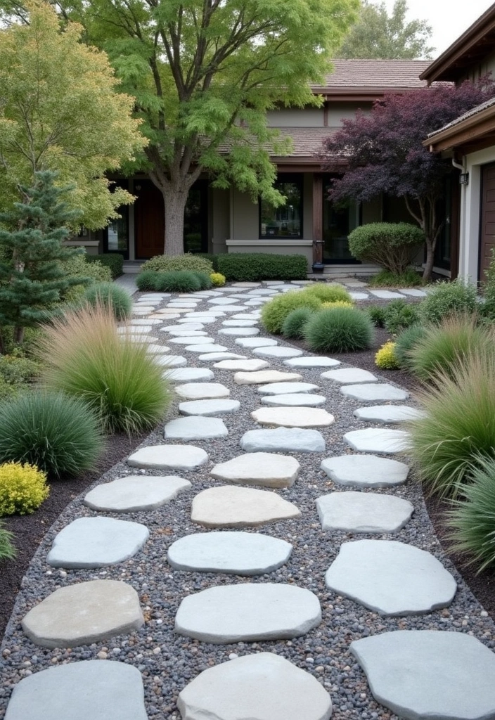 17 Modern Driveway Design Ideas - 16. Minimalist Zen Stones