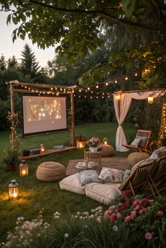 20 Modern Backyard Landscaping Ideas - 20. Backyard Movie Theater