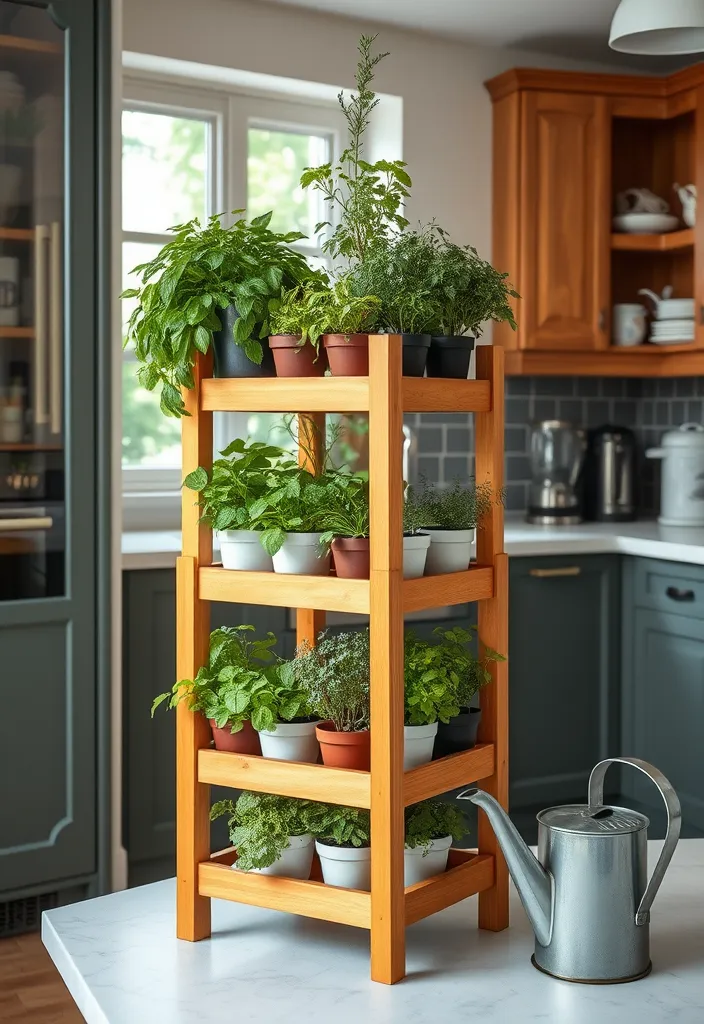 12 Indoor Window Herb Planter Ideas for Any Kitchen Space - 5. Tiered Plant Stands