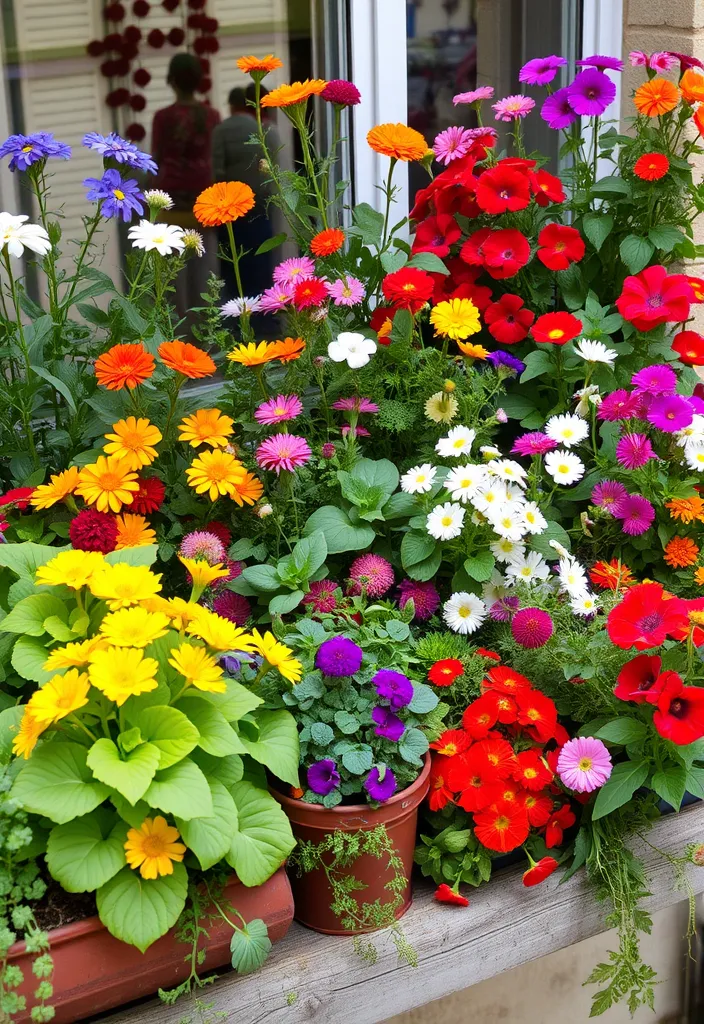 16 Small Apartment Balcony Garden Ideas for Growing Veggies - 8. Edible Flower Garden