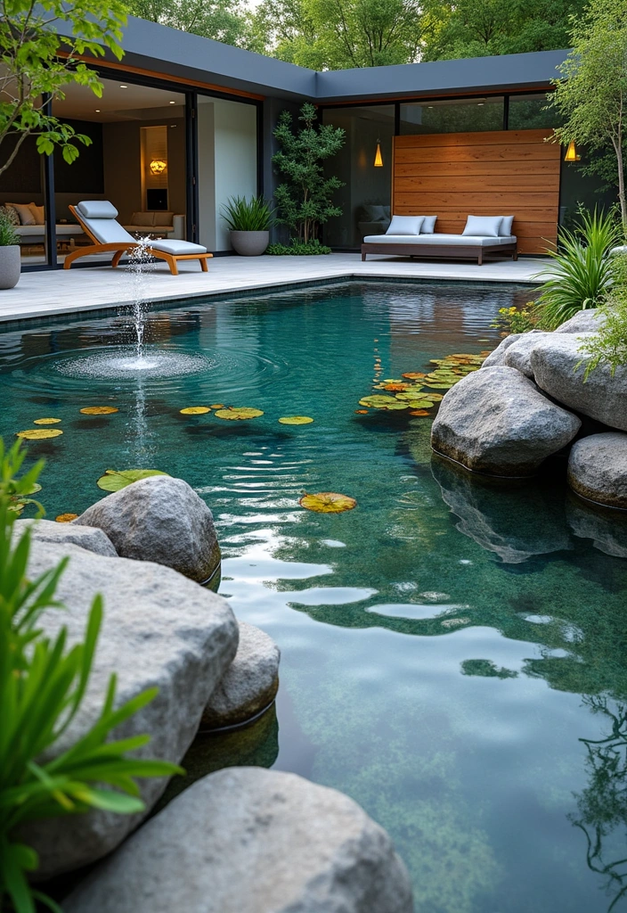 20 Modern Backyard Landscaping Ideas - 5. Integrated Water Features