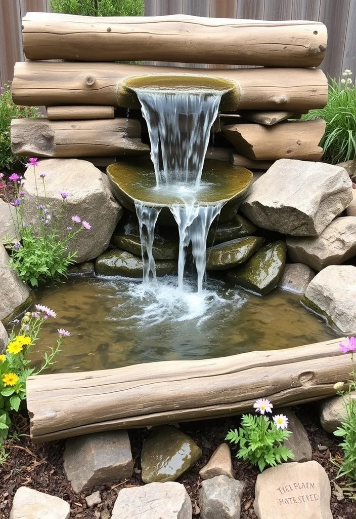 14 Small Garden Waterfalls Ideas That Will Revamp Your Outdoor Space! - 7. Rustic Wooden Waterfall