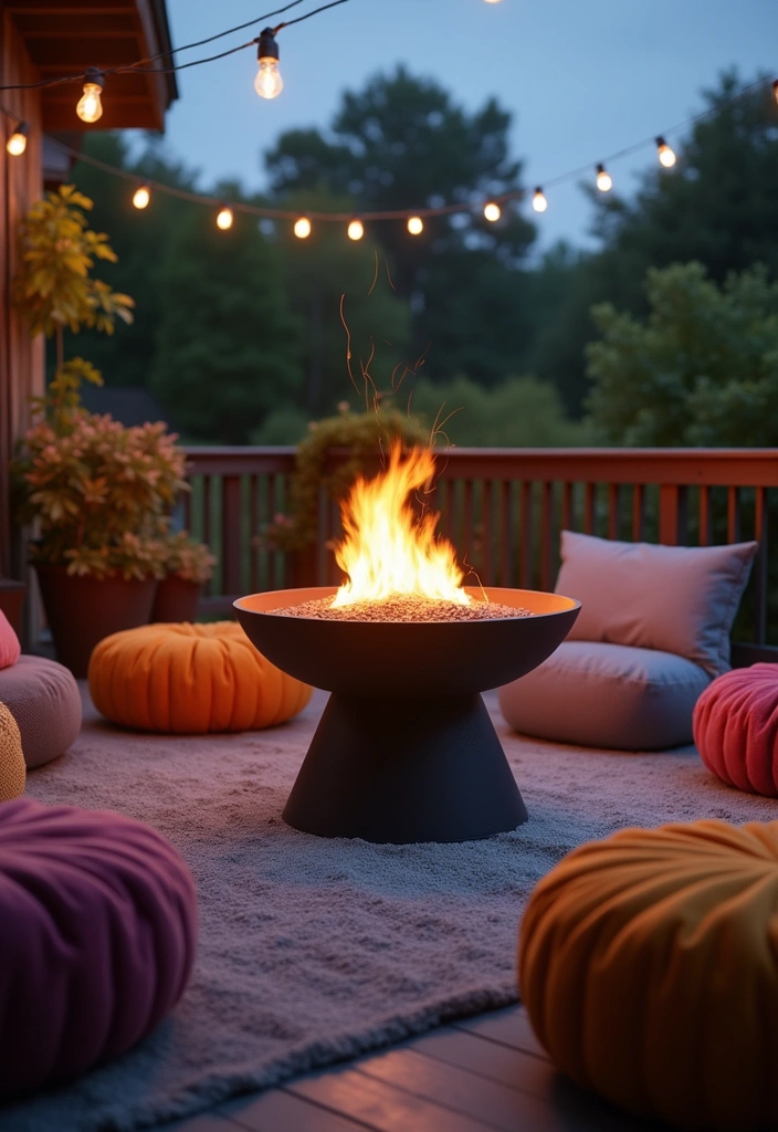 18 Deck Fire Pit Ideas for Cozy Nights - 6. Stylish Fire Bowl