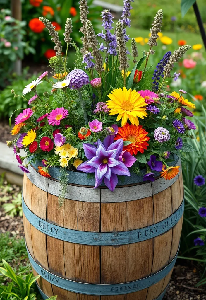 14 DIY Self-Watering Planters That Will Make Your Outdoor Space Thrive! - 4. Wine Barrel Planter