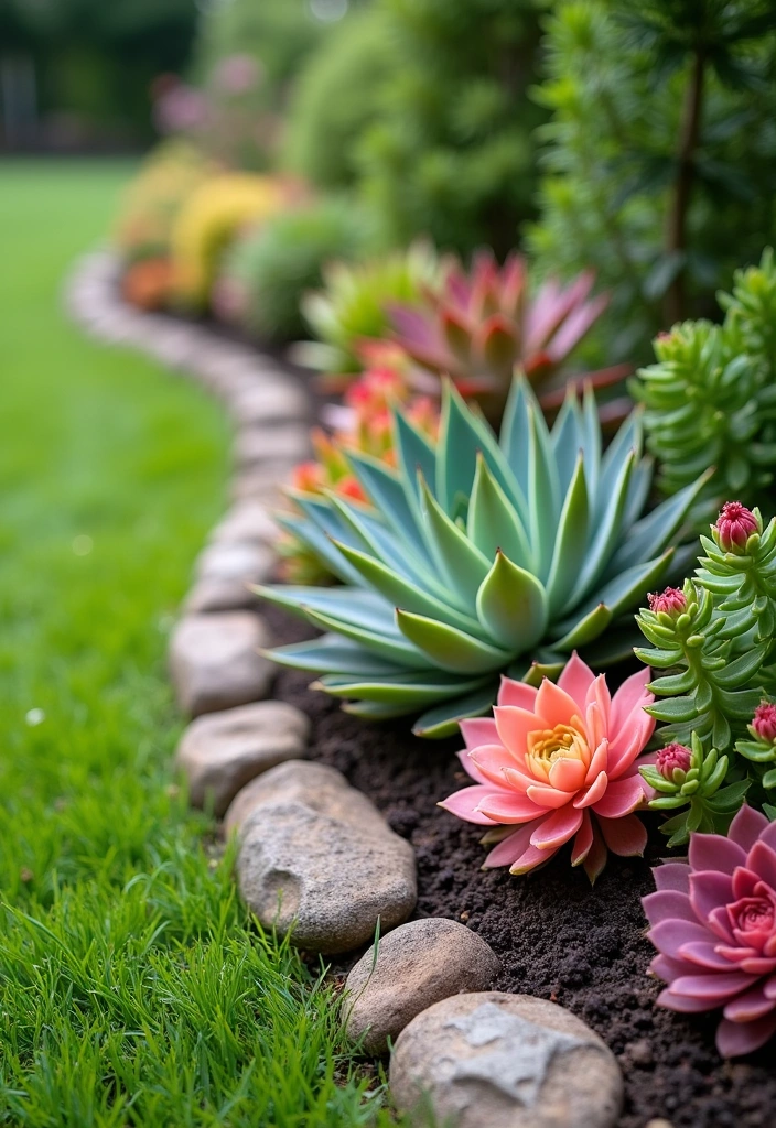 20 Garden Border Ideas for Curb Appeal - 13. Creative Succulent Borders