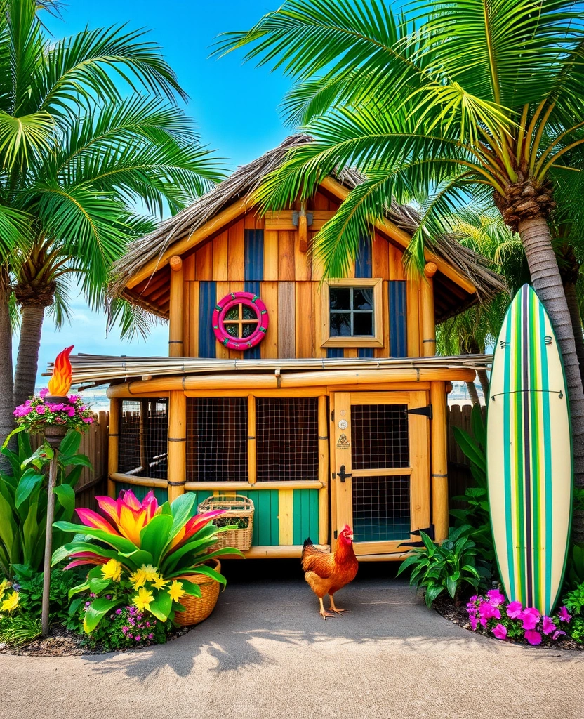 21 Charming Chicken Coop Ideas That'll Beautify Your Garden! - 12. Tropical Paradise Coop