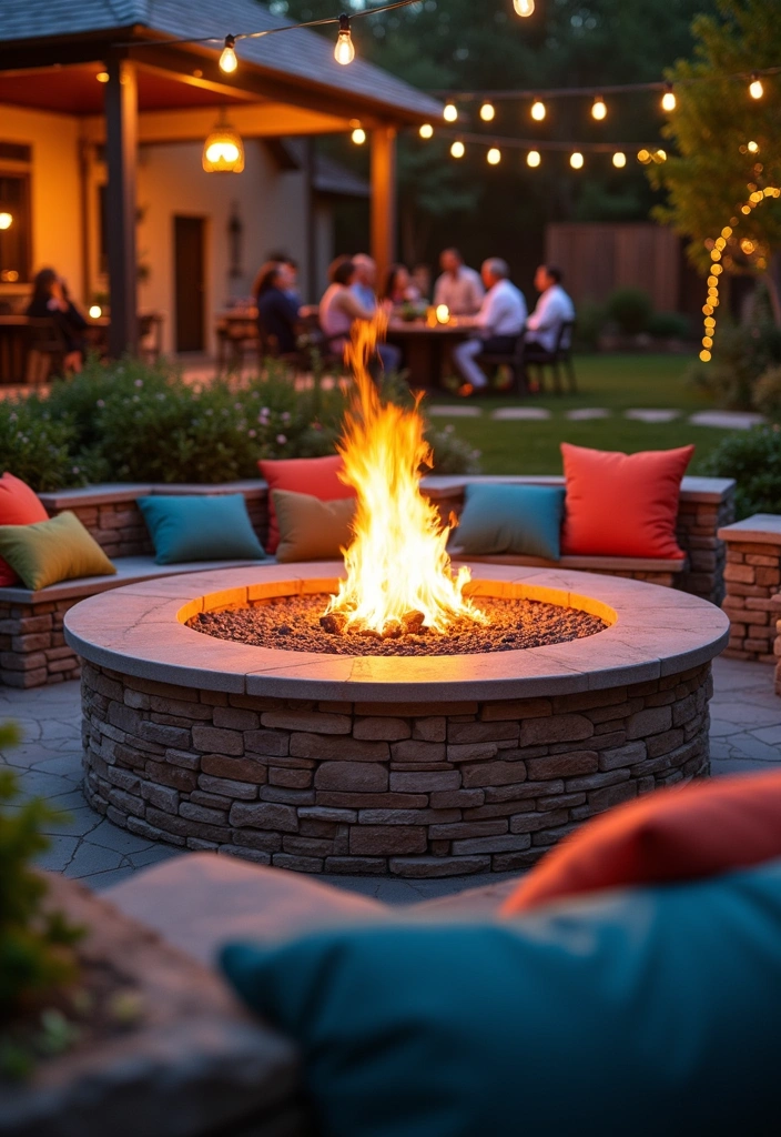 Fire Pit with Seating Wall