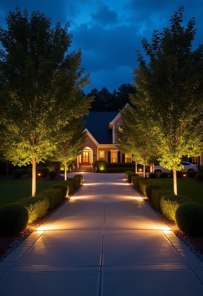 17 Modern Driveway Design Ideas - 11. Modern Lighting Accents