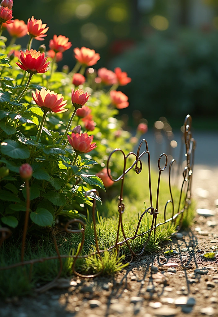 20 Garden Border Ideas for Curb Appeal - 16. Decorative Wire Borders