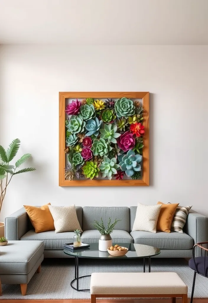 10 Unique Green Wall Decor Ideas for a Trendy Living Room! - 10. Succulent Wall Art