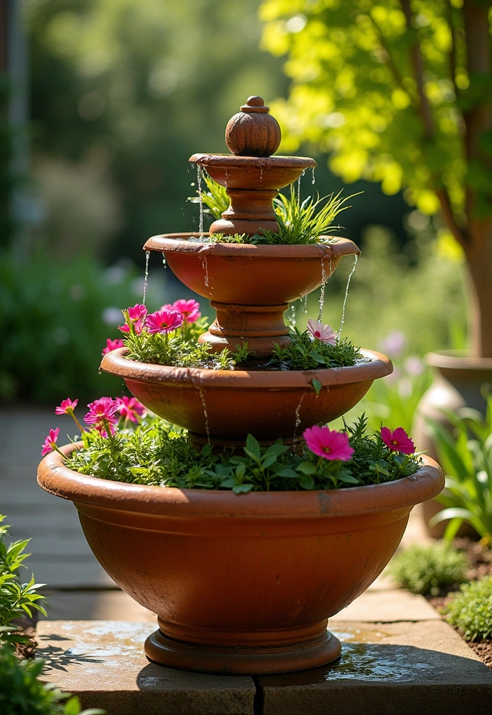 20 DIY Solar Fountain Ideas to Transform Your Garden - 2. Elegant Tiered Fountain