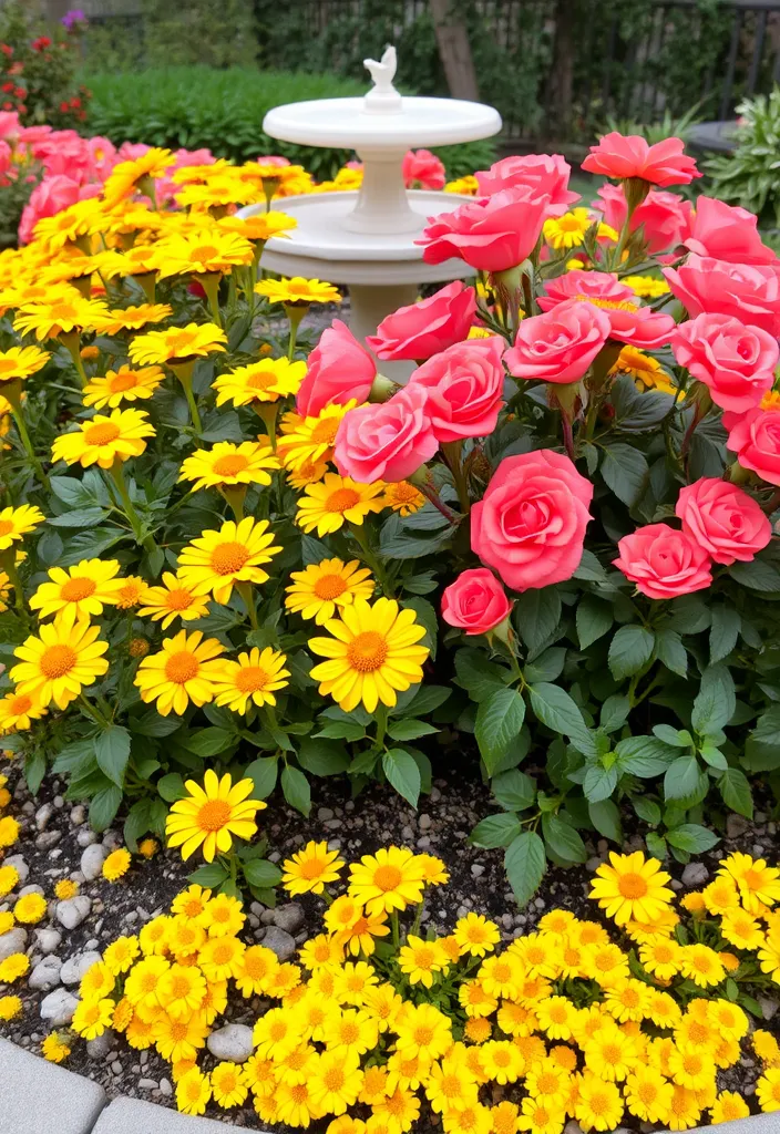 12 Easy Zinnia and Rose Garden Combinations - 3. Sunset Hues