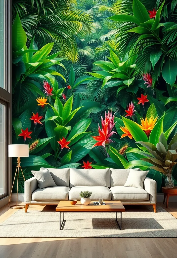 10 Unique Green Wall Decor Ideas for a Trendy Living Room! - 5. Green Wall Murals