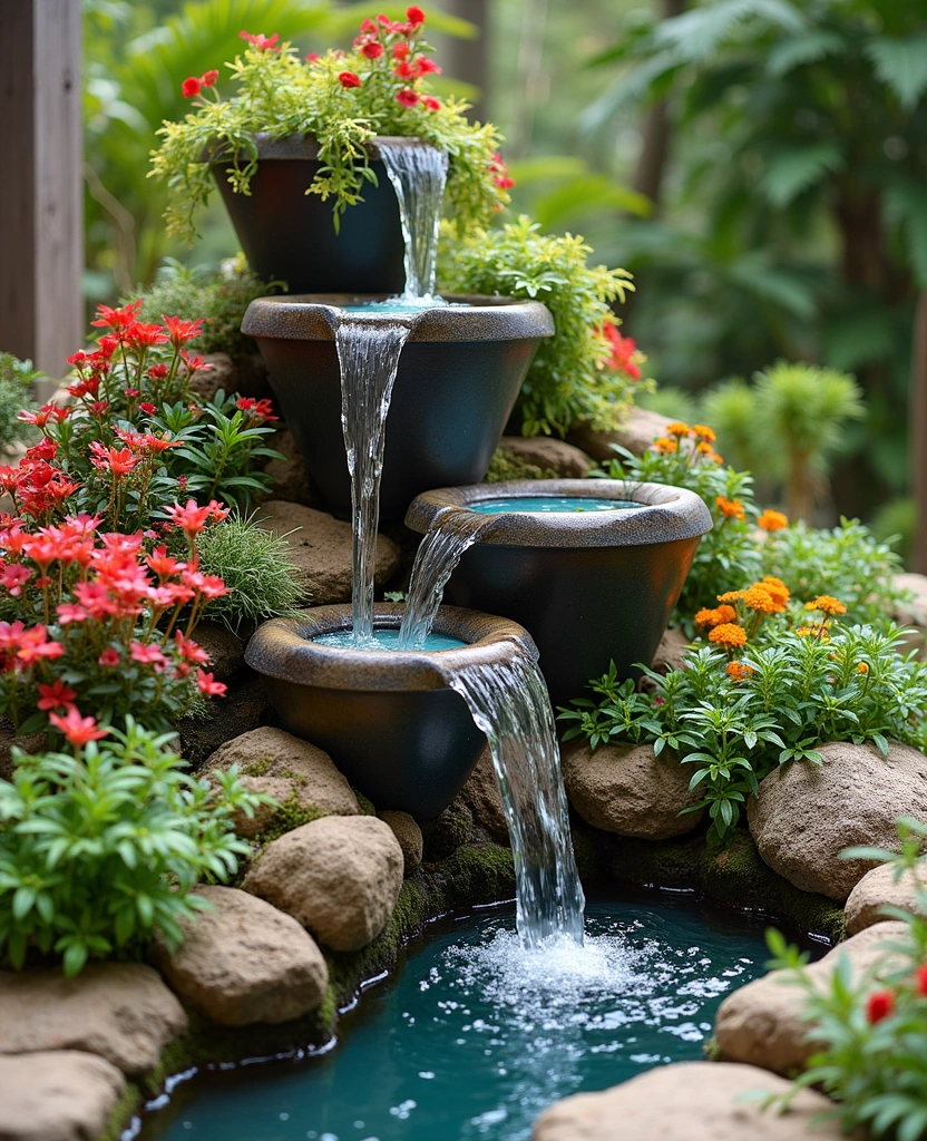 14 Small Garden Waterfalls Ideas That Will Revamp Your Outdoor Space! - 9. Container Waterfall