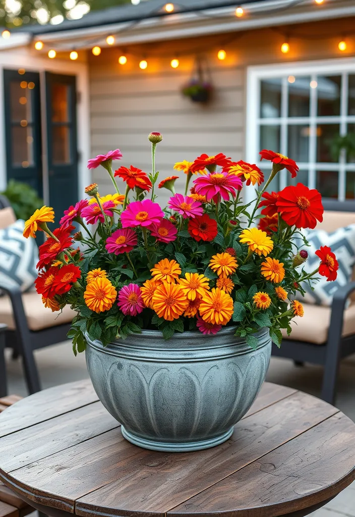 15 Stunning Zinnia and Marigold Garden Combos - 4. Container Combo