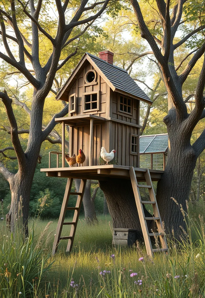 21 Charming Chicken Coop Ideas That'll Beautify Your Garden! - 16. Playful Treehouse Coop