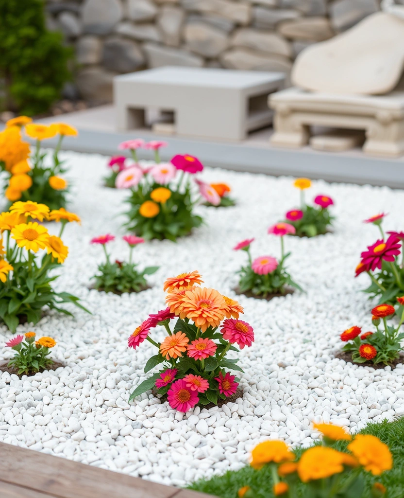 15 Stunning Zinnia and Marigold Garden Combos - 14. Minimalist Elegance