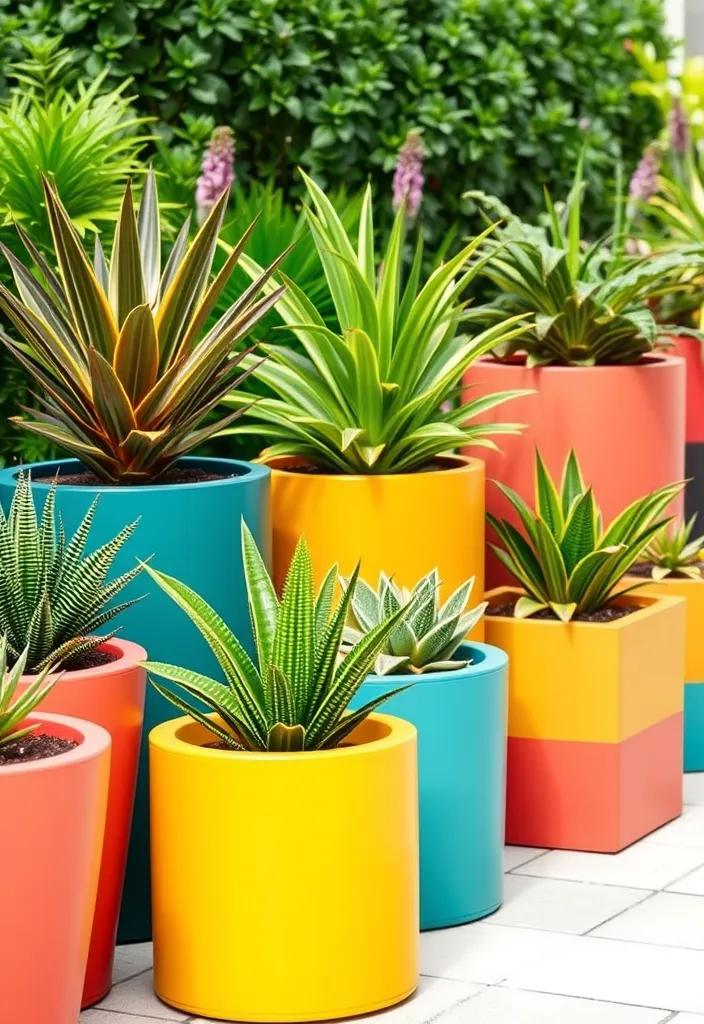 12 Container Meditation Garden Ideas for Peaceful Spaces  - 9. Color-Blocked Planters