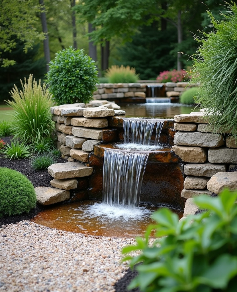 14 Small Garden Waterfalls Ideas That Will Revamp Your Outdoor Space! - 6. Built-In Waterfall Feature